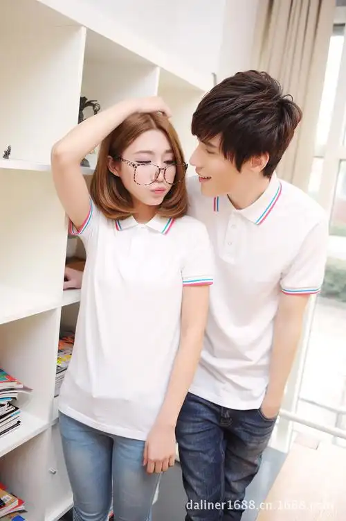 2013新款空白polo情侣装夏装 韩版休闲纯色情侣衫翻领男女情侣t恤图片