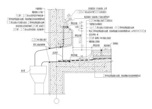 女儿墙外水落口详图一