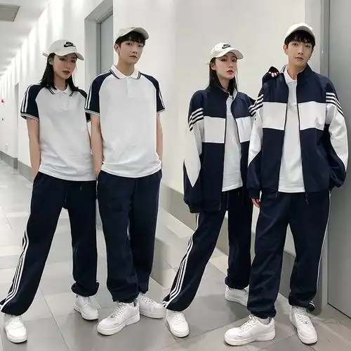 校服套装初中学生夏季运动会团体服韩版ins高中生班服三件套定制