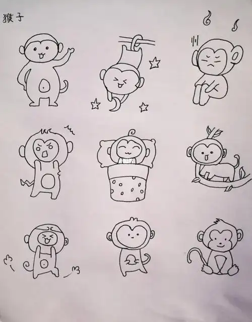 简笔画每日一练猴子