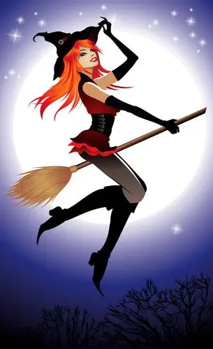 【jpg】高清飞行女巫插画图片