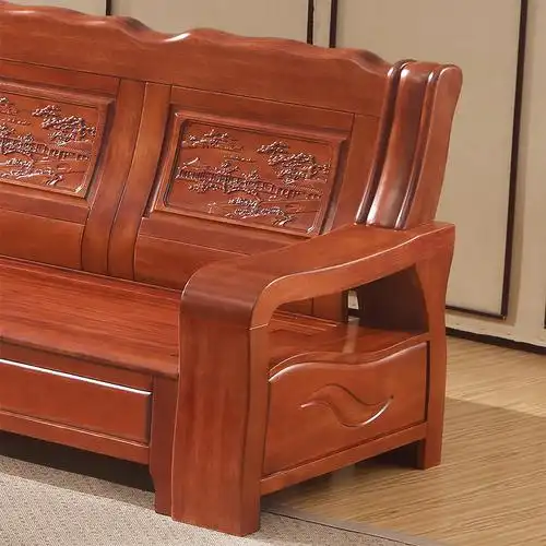 现代简约大小转角客厅组装布艺格木户型组合新中式实木沙发