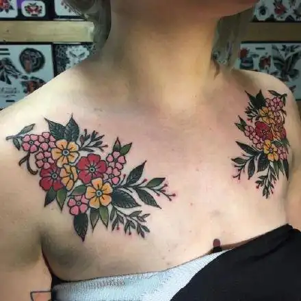 女生成对的肩花纹身图案欣赏(5/9)