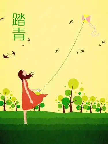 放风筝的女孩psd素材