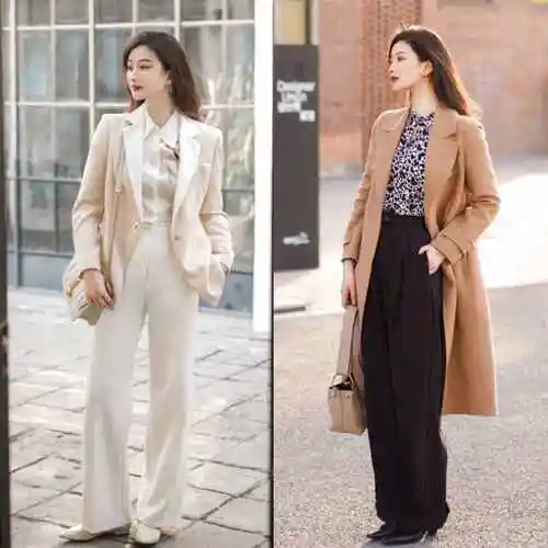 女人味十足的尖头鞋可以说是女人显气质的"神器",和西装裤搭配,在降低