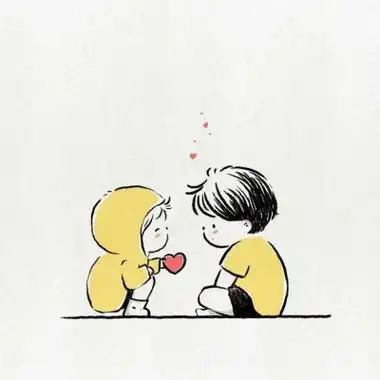 超萌可爱暖心治愈头像插画图片