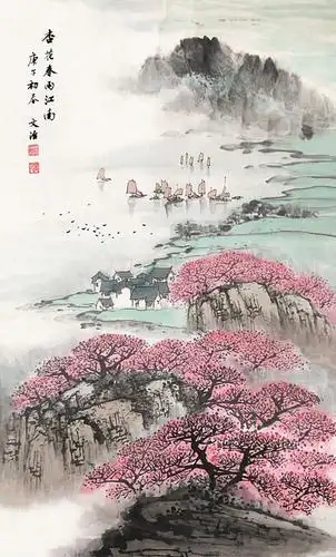 0623 杏花春雨江南图 立轴
