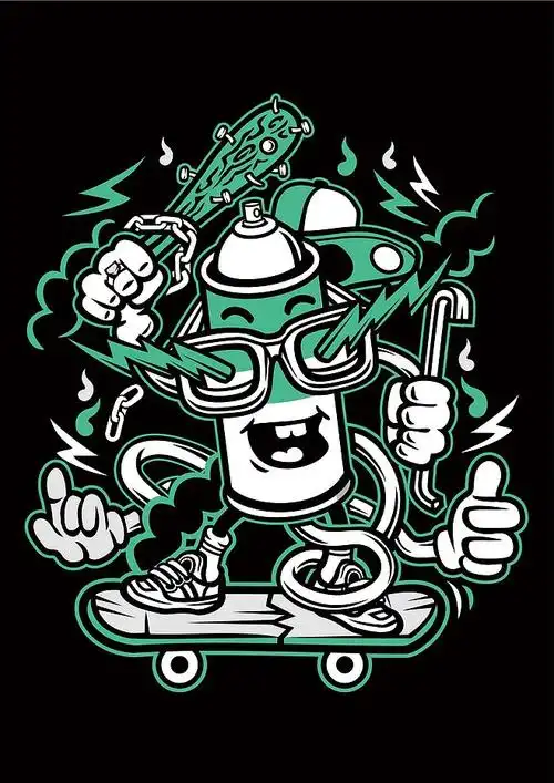 时尚潮流服装嘻哈手绘怪兽涂鸦抱枕装饰插画手机壳t恤矢量ai图案素材