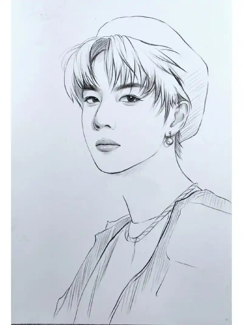 36人物线描|王一博呀🌟 今天心血来潮,画了一张一啵~视频没空剪 帅