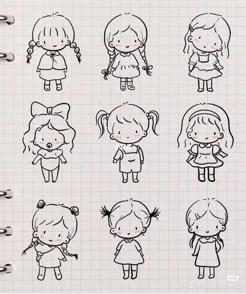 可爱人物简笔画呆萌