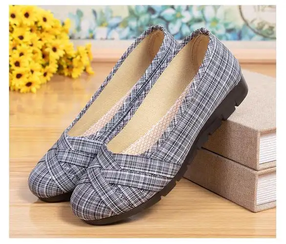 红蜻蜓春夏新款老北京布鞋女一脚蹬单鞋妈妈鞋浅口软底防滑舒适懒人鞋