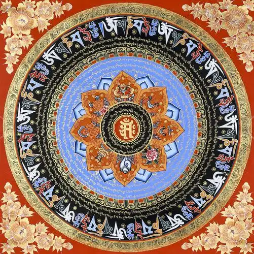 唐卡彩唐西藏文化圆形图案花纹印花十字绣