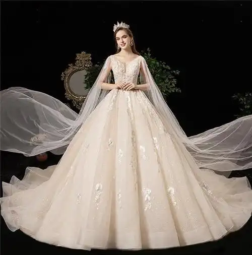 情玥莎赫本主婚纱礼服2019新款新娘大拖尾森系超仙梦幻星空婚纱豪华