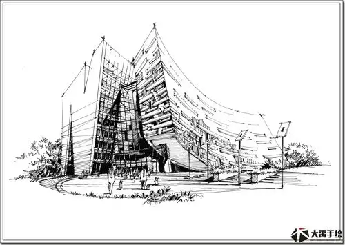 建筑手绘线稿