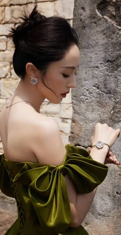 董璇绿色鎏光look,绿色抹身材连衣裙高级感十足,大气减龄 _时尚_舞儿