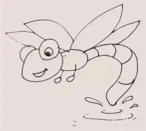 蜻蜓点水简笔画画法步骤