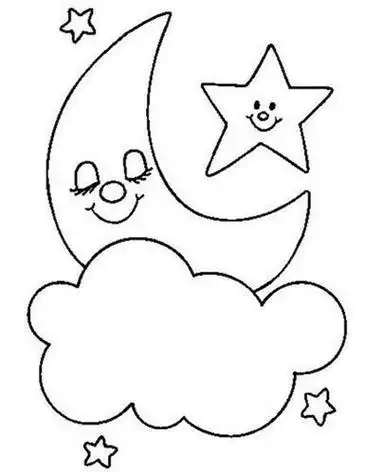 爱心和月亮星星简笔画