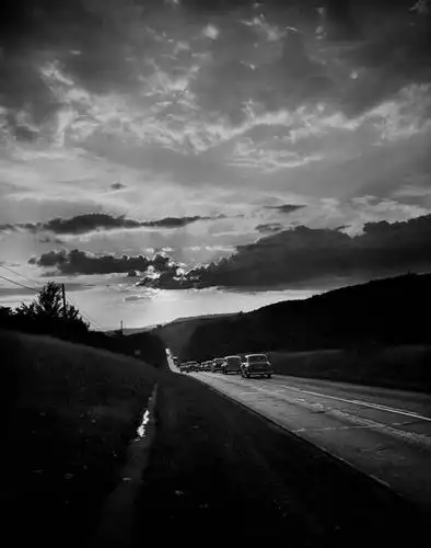 无人,竖图,黑白,室外,消失点,旅游,度假,美景,日落,公路,汽车,美国