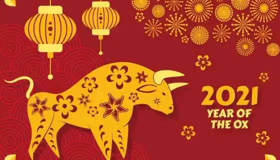 2021牛年新年快乐背景矢量素材eps