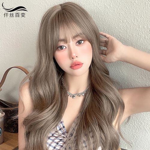 2021新发型假发女长发夏自然大波浪长卷发青棕色s欧美全头套式假