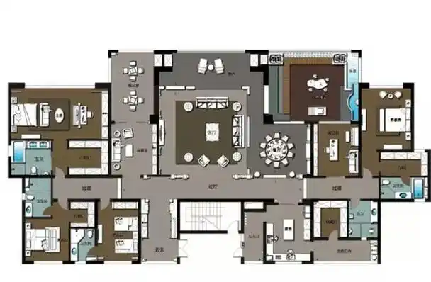 仅从房型图就只户型很大,有545平.是不是有点眼花缭乱.