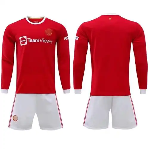 21-22曼联主场球衣c罗长袖足球服套装男足球队服印字比赛训练团购