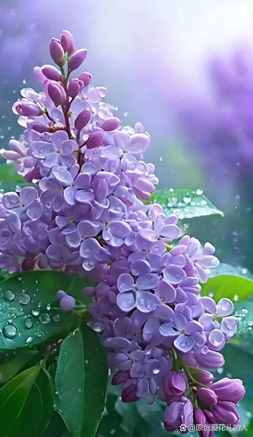 雨中漫步,邂逅一片梦幻紫丁香,清新脱俗,美得让人心醉.