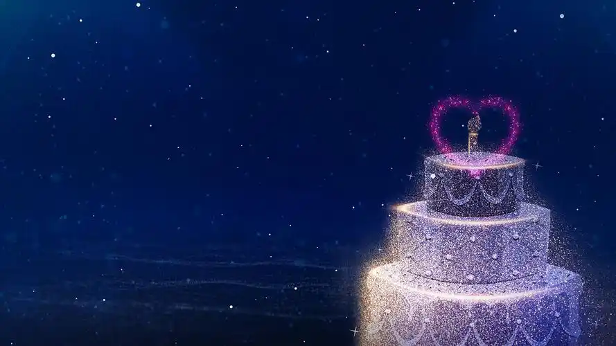 蓝色唯美精致生日蛋糕宴会活动背景生日视频生日背景