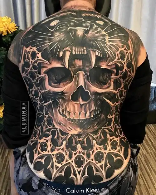 硬核 印度尼西亚文身师dodepras的欧美写实满背纹身作品