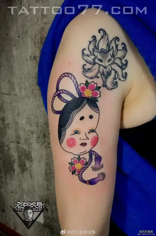 色彩日式多福纹身作品