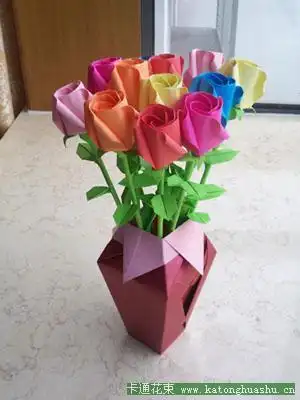 怼怼爱手工教你折纸玫瑰花树