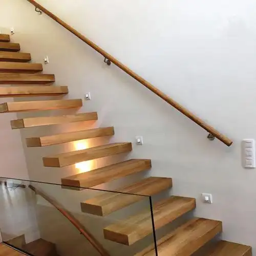 简约靠墙楼梯实木扶手家用室内走廊幼儿园艺术拉手现代创艺木护栏