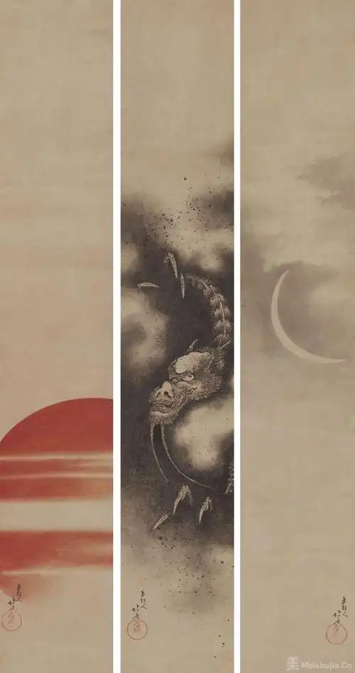 (6/7) 《日,龙,月》,葛饰北斋