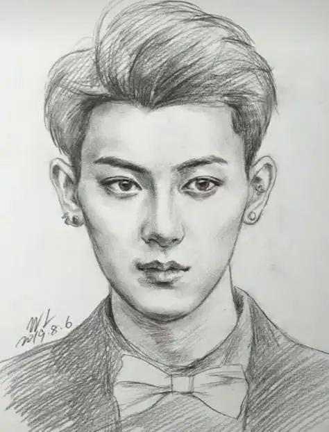 美术生画黄子韬素描画像,成画就是本尊了,网友表示:实力担当!