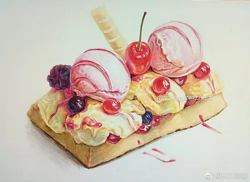 彩铅手绘(甜品绘)作者:@泽源手会