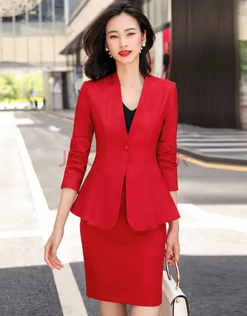 女装 小西装 蔻线(kouxian) 红色小西装外套女气质显瘦上衣韩版2020
