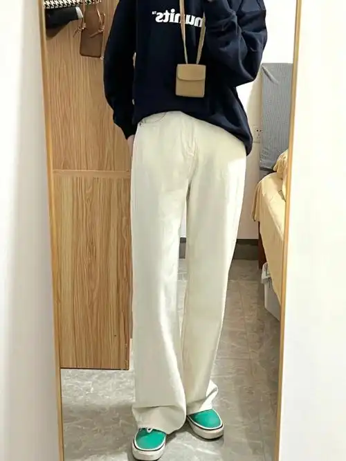 颜色是暖白色 白色裤子就是提亮整体穿搭的神器#90:tryolo#裤子