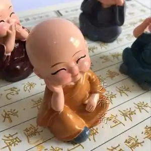 烧香拜佛谦逊小和尚一套 摆件佛堂书房 静心小像佛像神像宗教用品