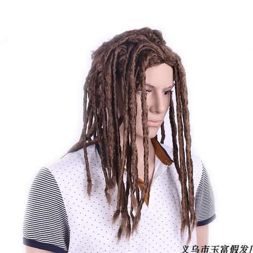 新款雷鬼脏辫头套 黑人脏辫长发 非洲整顶假发 男生街舞摇滚发套