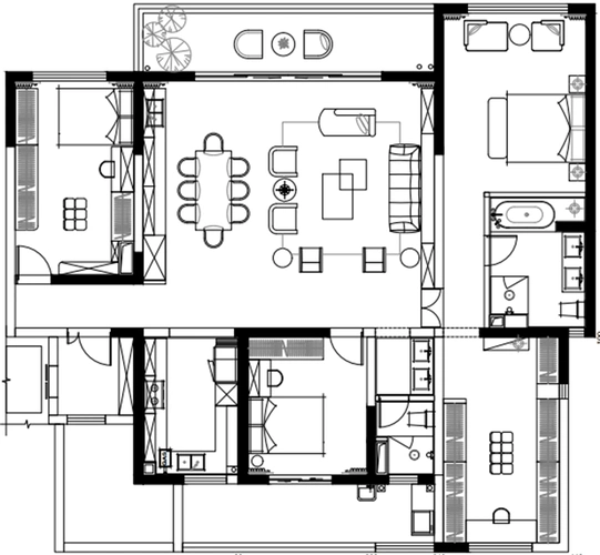 华夏四季205㎡大平层中古风室内装修设计案例
