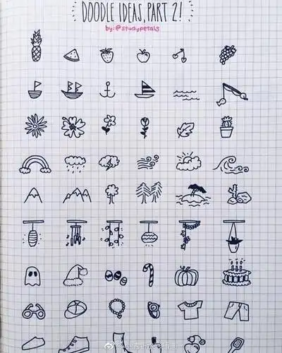 小猫简笔画手帐素材