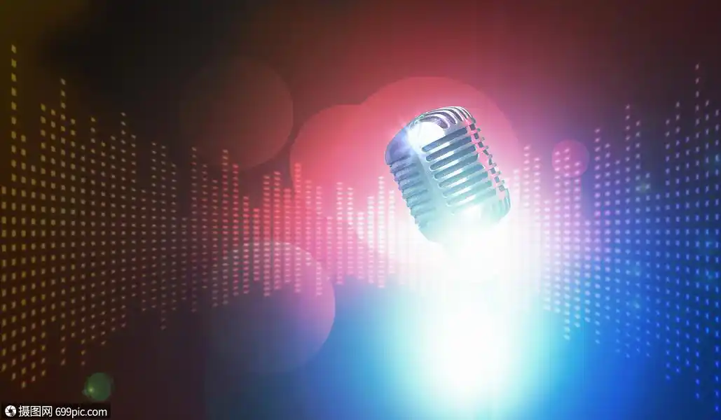 让们唱歌吧时尚的复古麦克风彩色背景