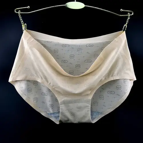 女士无痕内裤提花镂空锦纶一片式三角女裤夏