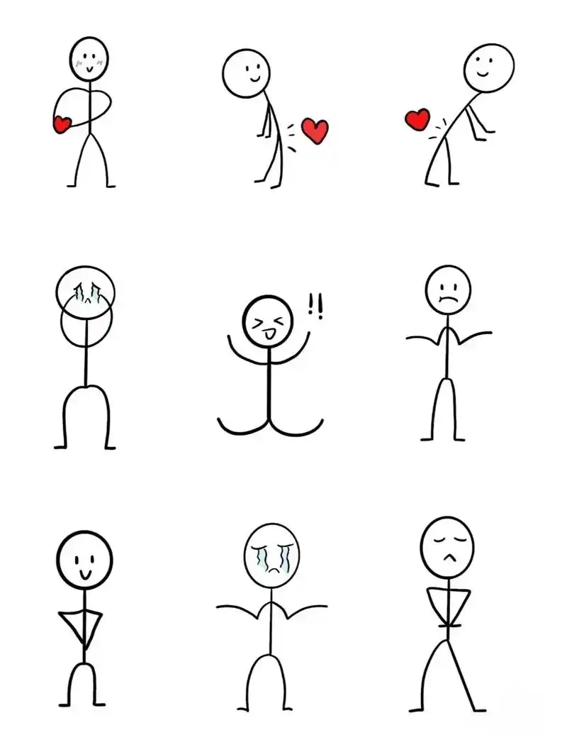 弯着腰火柴人简笔画 - 抖音