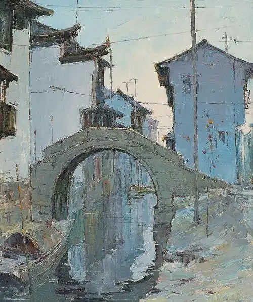 0064 1989年作 苏州水乡 布面 油画