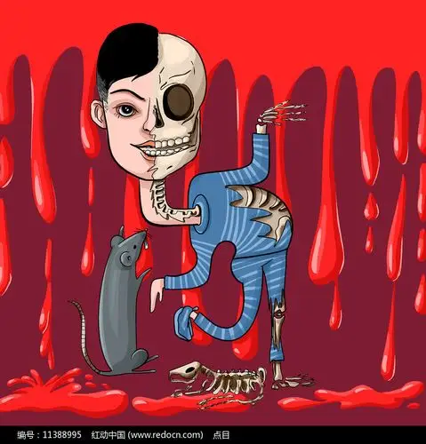 原创半人半鬼卡通插画