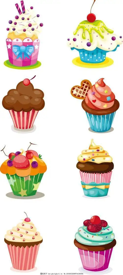 纸杯蛋糕可爱简笔画彩色