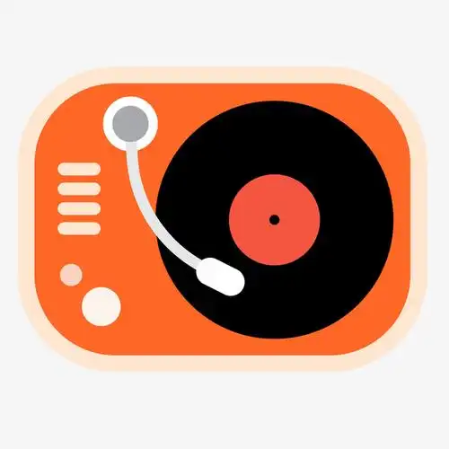 黄色唱片机卡通图标