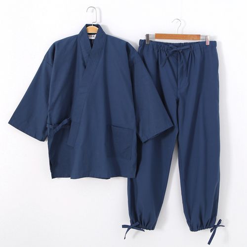 汗蒸日本和服演出服出口男女情侣款甚平浴衣作务衣长裤套家居服睡衣4