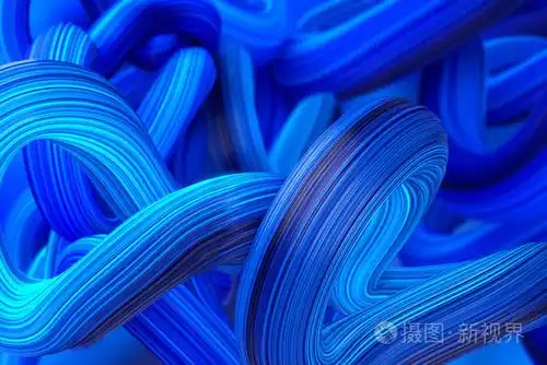 亮蓝色节点3d 渲染插图.用于封面和横幅的抽象网络描边背景